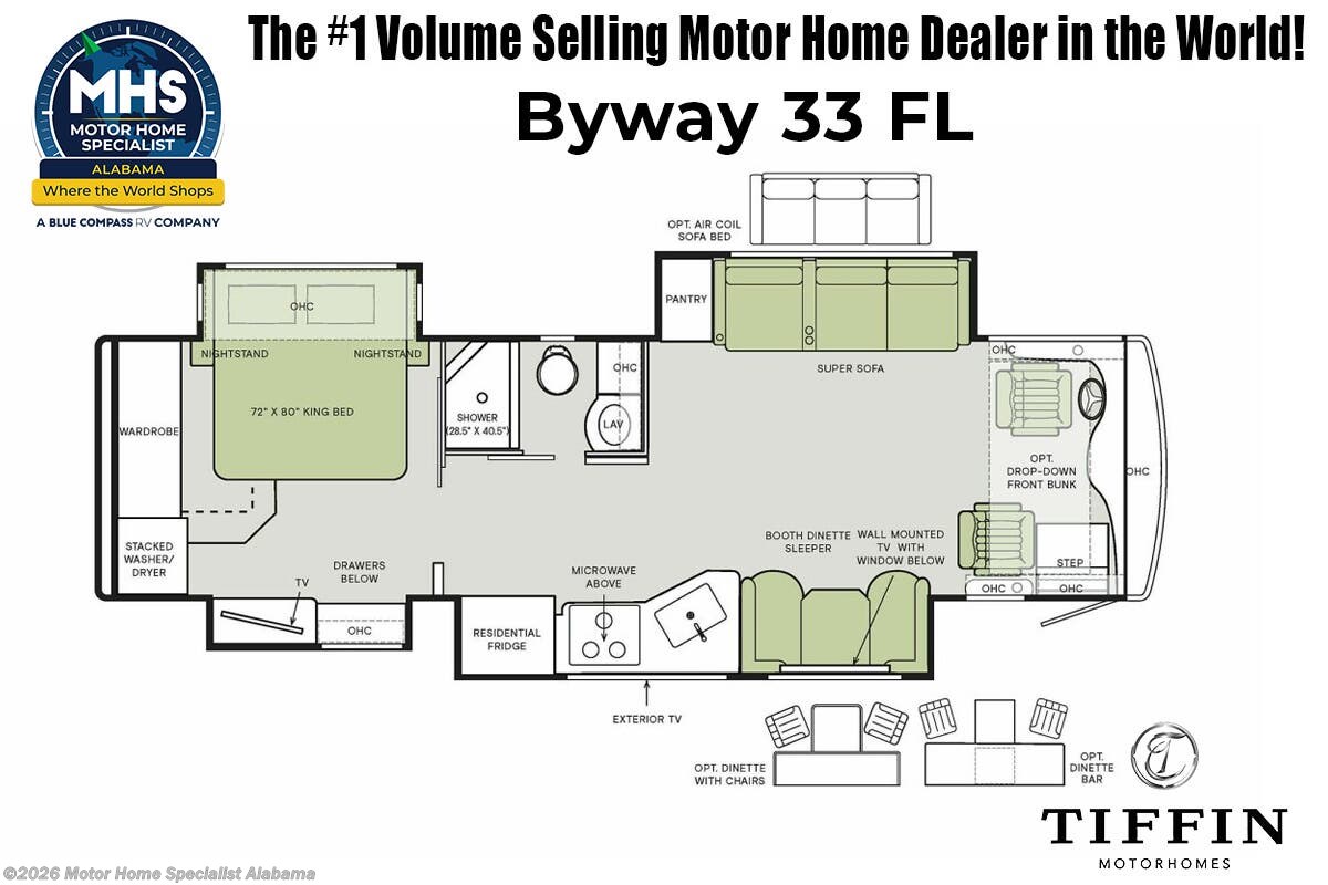 Floorplan of 2025 Tiffin Byway 33 FL
