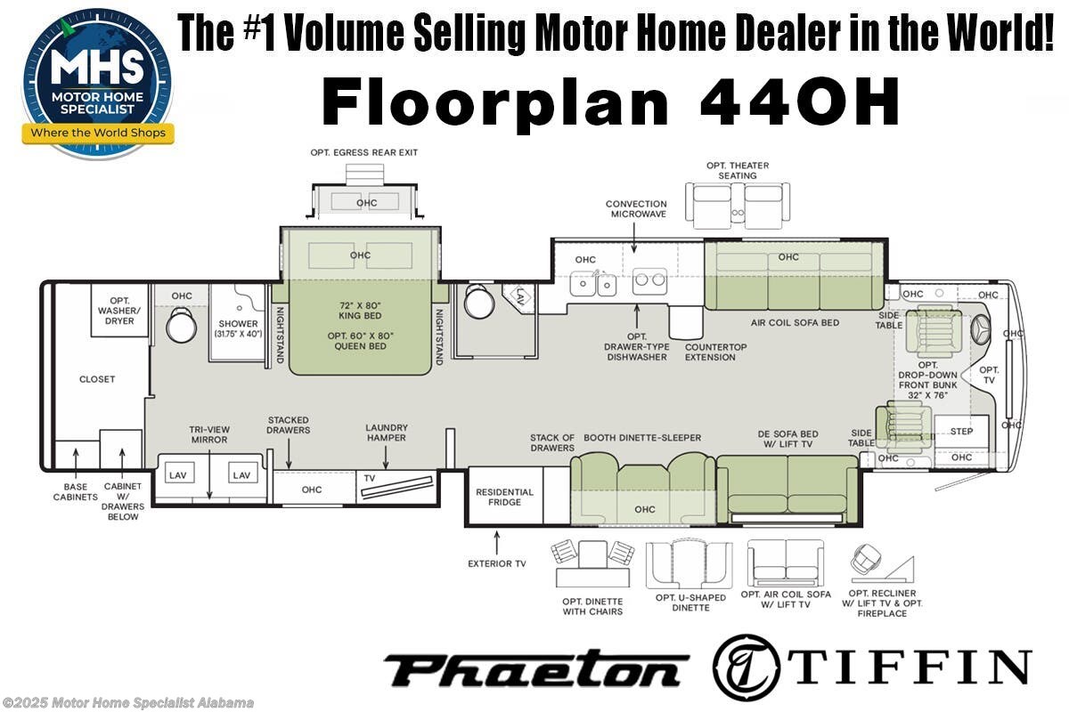 Floorplan of 2026 Tiffin Phaeton 44 OH