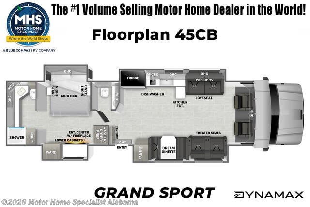 Floorplan of 2026 Dynamax Corp Grand Sport 45CB