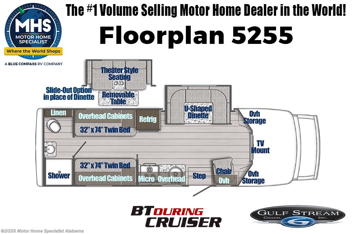 Floorplan of 2026 Gulf Stream BTouring Cruiser 5255B