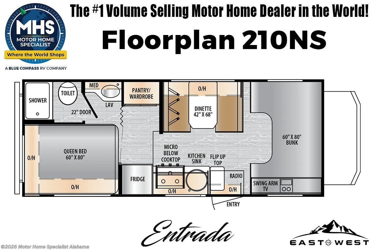 Floorplan of 2026 East to West Entrada 210NS