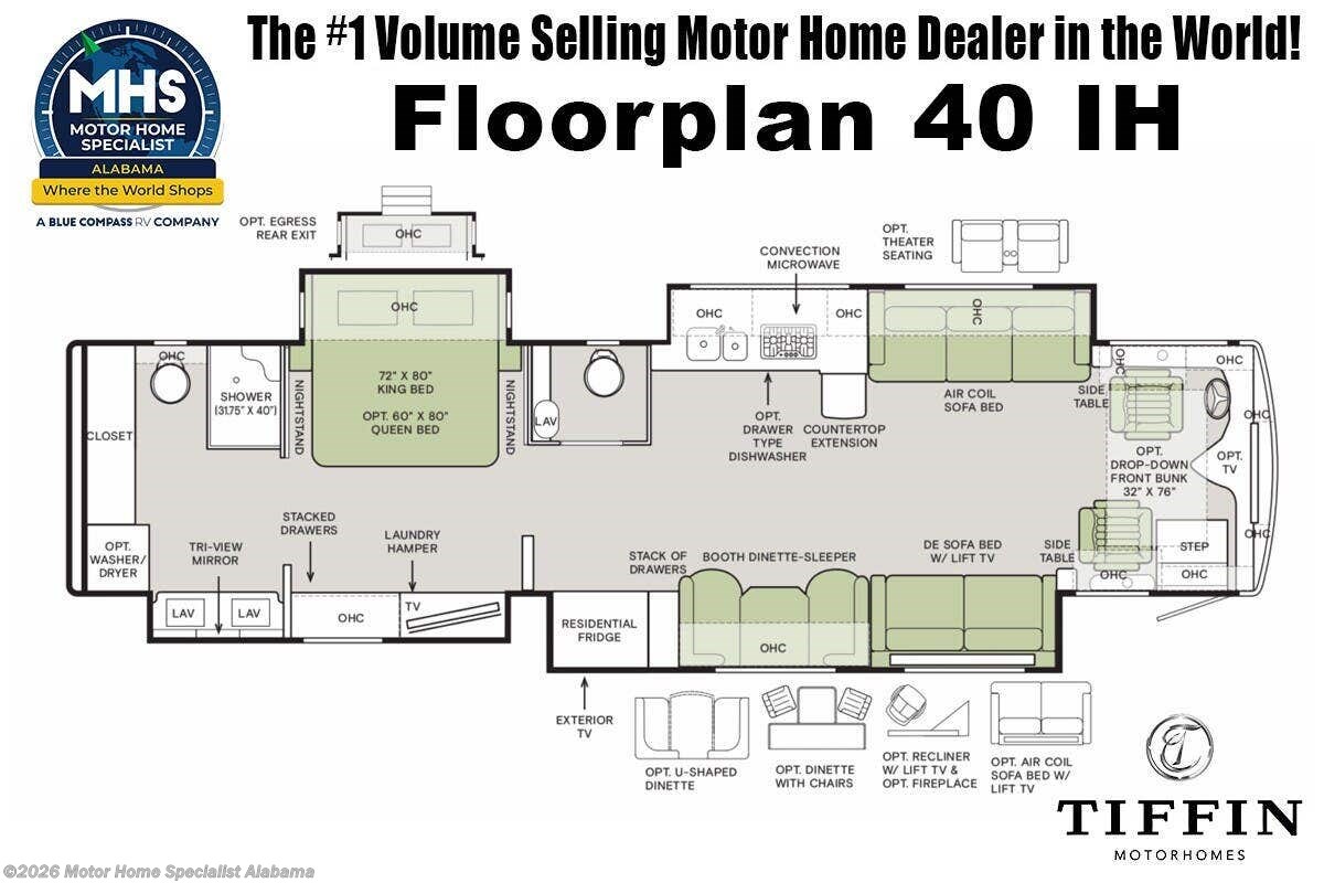 Floorplan of 2027 Tiffin Phaeton 40 IH