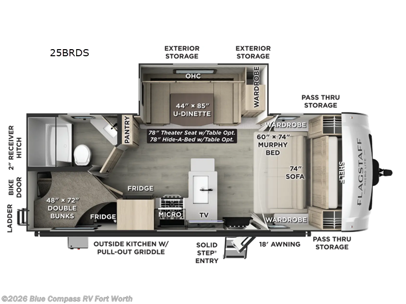 2026 Forest River Flagstaff Micro Lite 25BRDS - New Travel Trailer For Sale by Blue Compass RV Fort Worth in Fort Worth, Texas features Slideout