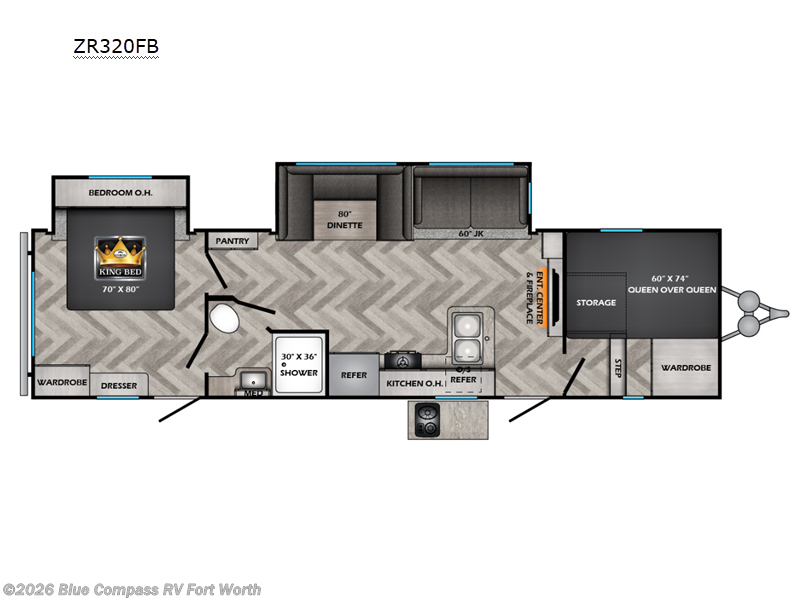 2026 CrossRoads Zinger 320FB - New Travel Trailer For Sale by Blue Compass RV Fort Worth in Fort Worth, Texas features Slideout