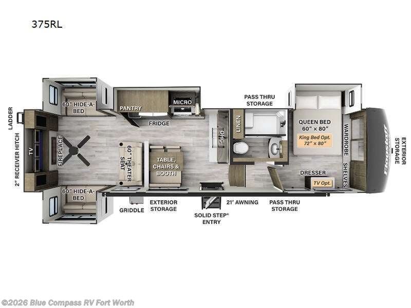 2024 Forest River Flagstaff Classic 375rl-w  Fw - Used Fifth Wheel For Sale by Blue Compass RV Fort Worth in Fort Worth, Texas features Slideout