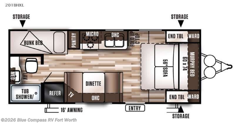 2016 Forest River Wildwood X-Lite 201BHXL - Used Travel Trailer For Sale by Blue Compass RV Fort Worth in Fort Worth, Texas
