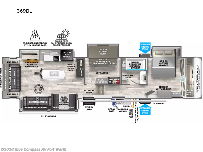 2023 Forest River Wildwood Heritage Glen 369BL - Used Fifth Wheel For Sale by Blue Compass RV Fort Worth in Fort Worth, Texas features Slideout