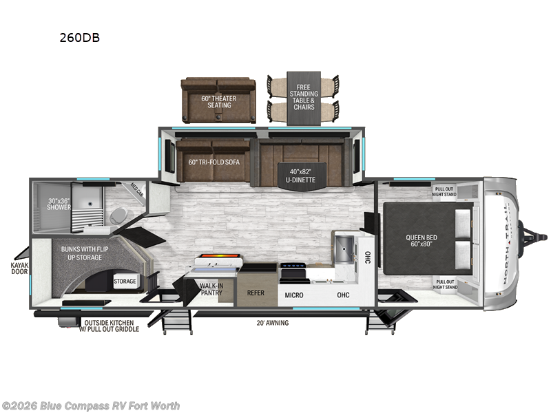 2027 Heartland North Trail 260DB - New Travel Trailer For Sale by Blue Compass RV Fort Worth in Fort Worth, Texas features Slideout