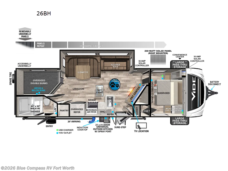 2024 Forest River Vibe 26BH - Used Travel Trailer For Sale by Blue Compass RV Fort Worth in Fort Worth, Texas features Slideout