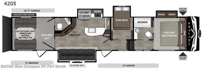 2020 Dutchmen Voltage V4205 - Used Toy Hauler For Sale by Blue Compass RV Fort Worth in Fort Worth, Texas features Slideout