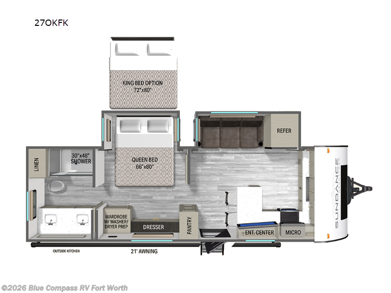2027 Heartland Sundance 27OKFK - New Travel Trailer For Sale by Blue Compass RV Fort Worth in Fort Worth, Texas features Slideout