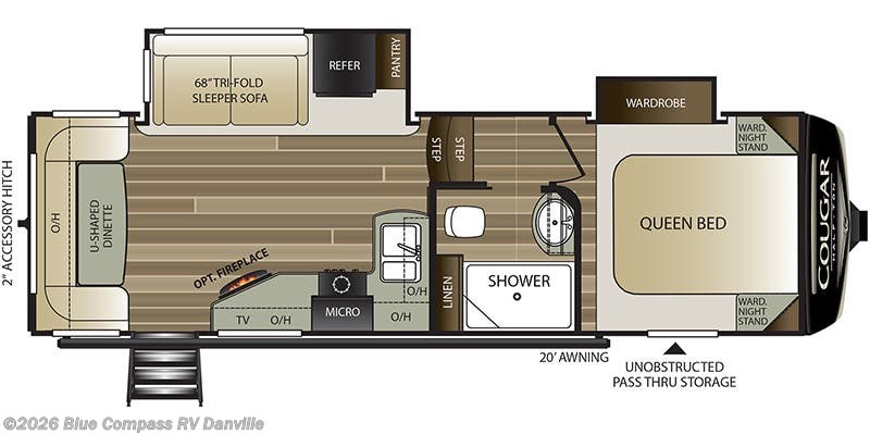 Floorplan of 2020 Keystone Cougar Half-Ton 24RDS