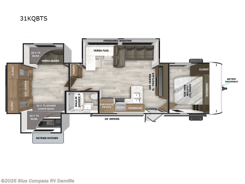 2026 Forest River Wildwood 31KQBTS - New Travel Trailer For Sale by Blue Compass RV Danville in Ringgold, Virginia features Slideout