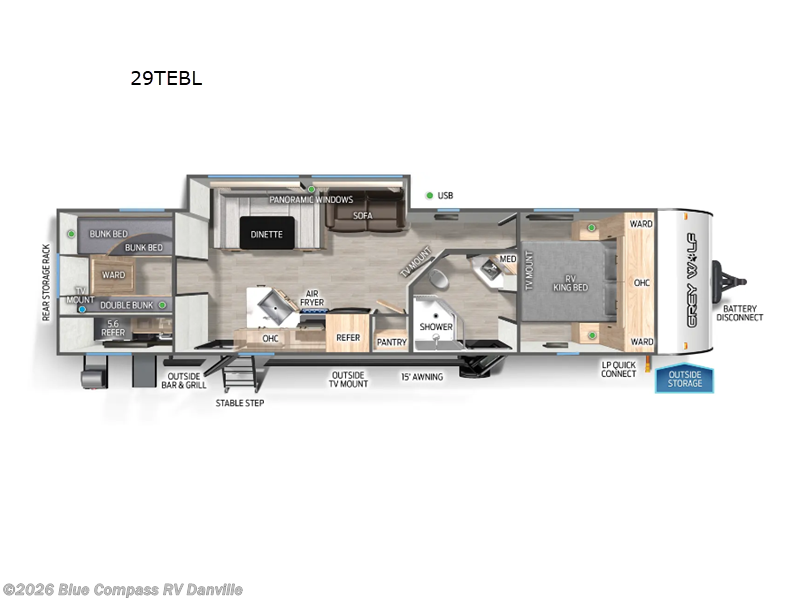 2025 Forest River Cherokee Grey Wolf Black Label 29TEBL - Used Travel Trailer For Sale by Blue Compass RV Danville in Ringgold, Virginia features Slideout