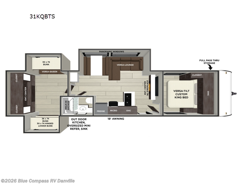 2026 Forest River Wildwood 31KQBTS - New Travel Trailer For Sale by Blue Compass RV Danville in Ringgold, Virginia features Slideout