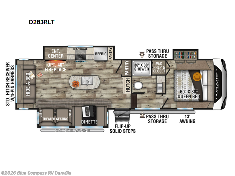 2023 K-Z Durango D283RLT - Used Fifth Wheel For Sale by Blue Compass RV Danville in Ringgold, Virginia features Slideout
