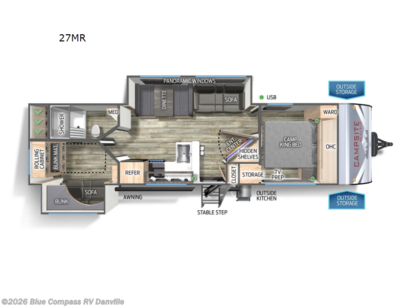 2025 Forest River Campsite Reserve 27MR - Used Travel Trailer For Sale by Blue Compass RV Danville in Ringgold, Virginia features Slideout