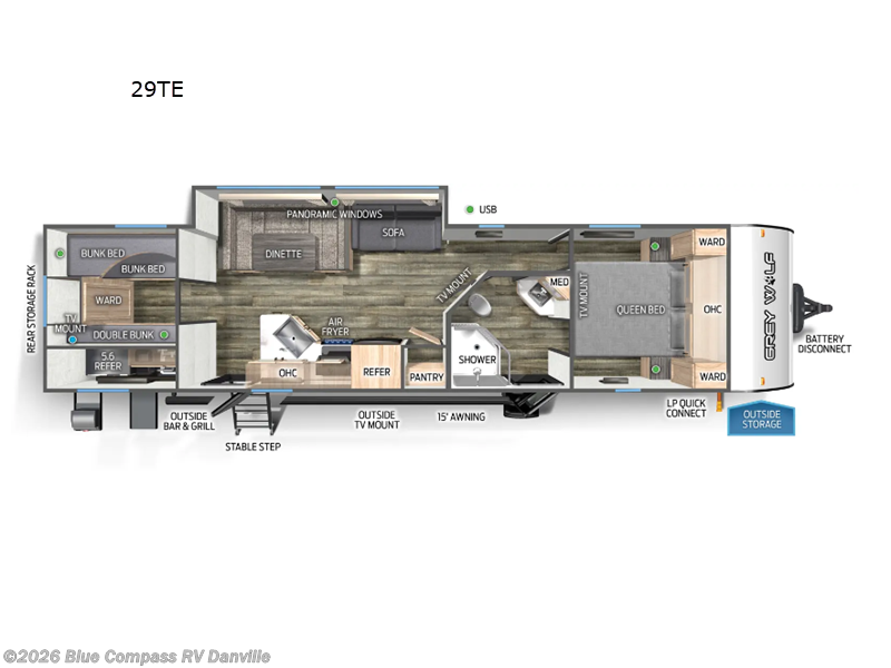 2024 Forest River Cherokee Grey Wolf 29TE - Used Travel Trailer For Sale by Blue Compass RV Danville in Ringgold, Virginia features Slideout