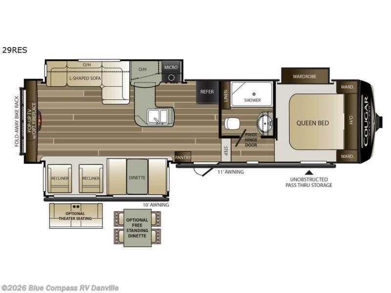2018 Keystone Cougar 29RES - Used Fifth Wheel For Sale by Blue Compass RV Danville in Ringgold, Virginia features Slideout