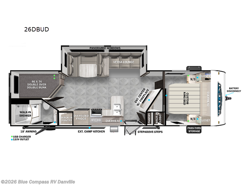 2023 Forest River Salem 26DBUD - Used Travel Trailer For Sale by Blue Compass RV Danville in Ringgold, Virginia features Slideout