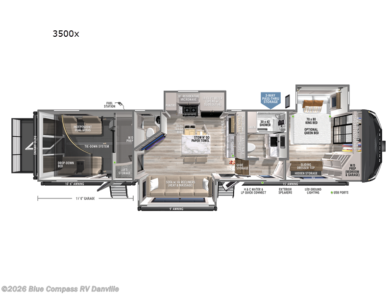 2027 Brinkley RV Model Gx 3500x - New Toy Hauler For Sale by Blue Compass RV Danville in Ringgold, Virginia features Slideout