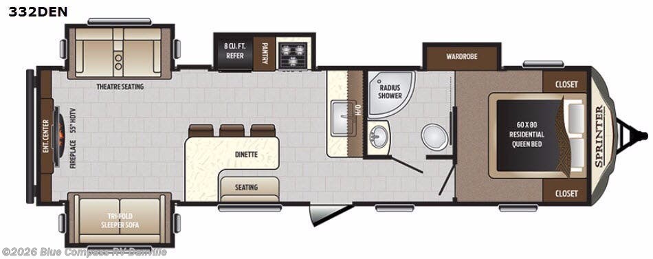 2017 Keystone Sprinter 332DEN - Used Travel Trailer For Sale by Blue Compass RV Danville in Ringgold, Virginia features Slideout