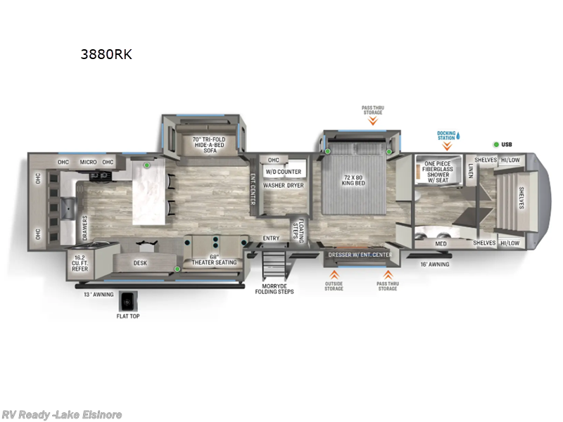 2026 Forest River Sandpiper 3800RK - New Fifth Wheel For Sale by RV Ready in Lake Elsinore, California features Slideout