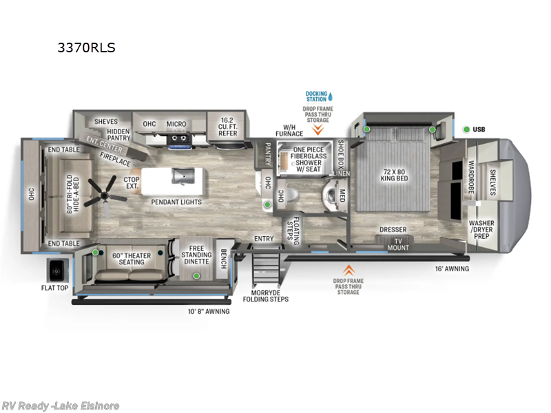 2026 Forest River Sandpiper 3370RLS - New Fifth Wheel For Sale by RV Ready in Lake Elsinore, California features Slideout