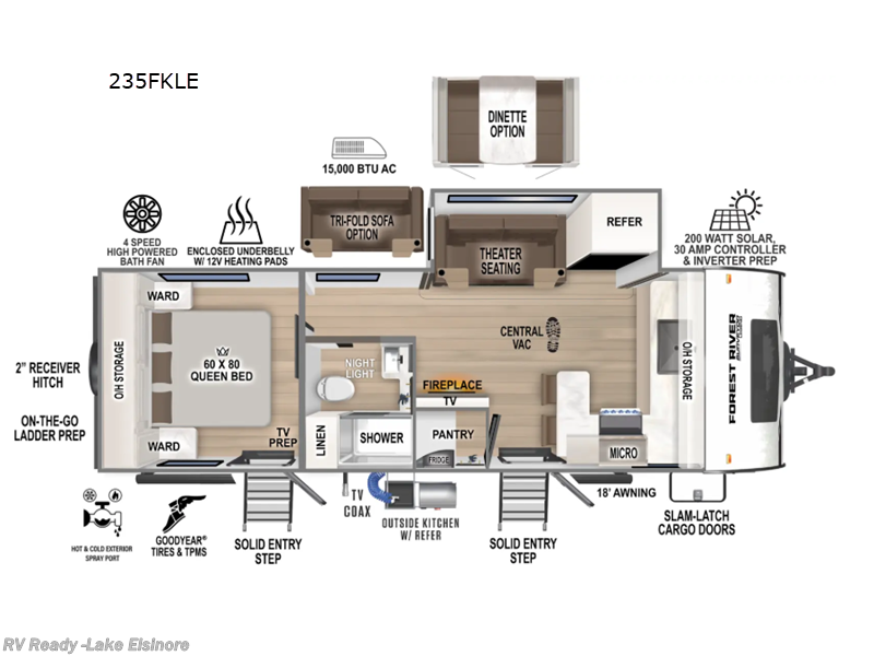 2025 Forest River Surveyor Legend 235FKLE - New Travel Trailer For Sale by RV Ready in Lake Elsinore, California features Slideout
