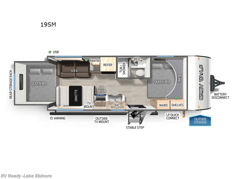 2026 Forest River Cherokee Grey Wolf 19SM - New Travel Trailer For Sale by RV Ready in Lake Elsinore, California features Slideout