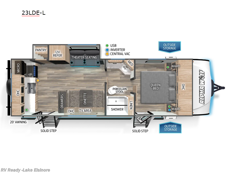 2024 Forest River Cherokee Alpha Wolf 23LDE-L - Used Travel Trailer For Sale by RV Ready in Lake Elsinore, California features Slideout