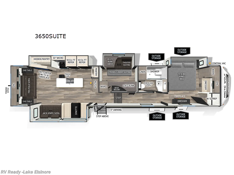 2026 Forest River Cherokee Arctic Wolf 3650SUITE - New Fifth Wheel For Sale by RV Ready in Lake Elsinore, California features Slideout