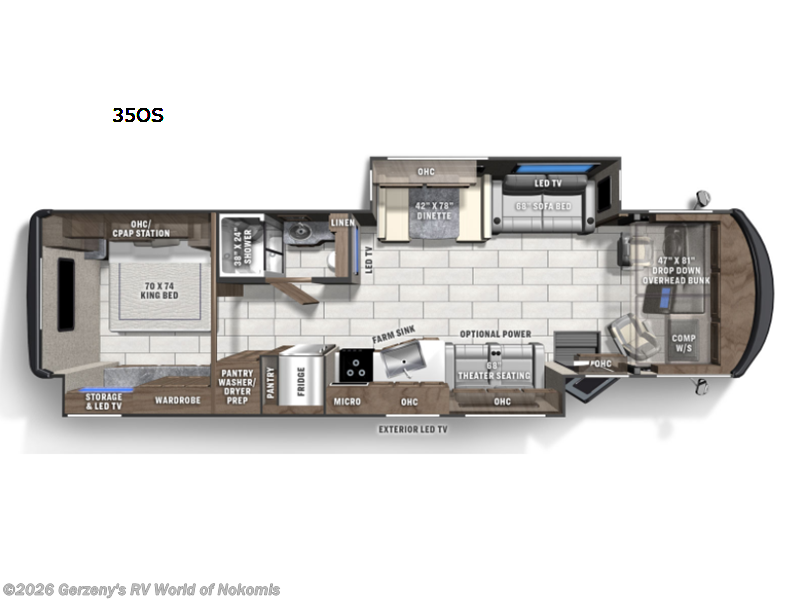 2023 Coachmen Mirada 35OS - New Class A For Sale by Gerzeny's RV World of Nokomis in Nokomis, Florida features Slideout