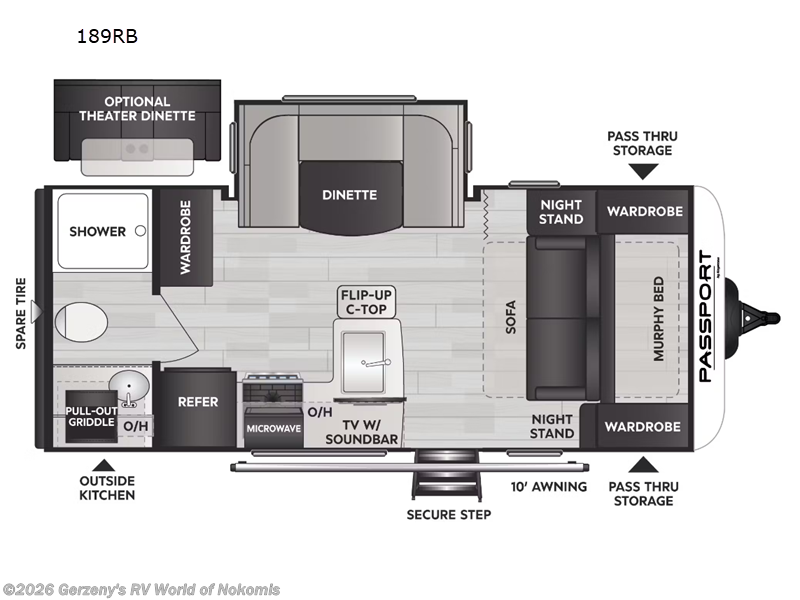 2024 Keystone Passport SL 189RB - New Travel Trailer For Sale by Gerzeny's RV World of Nokomis in Nokomis, Florida features Slideout
