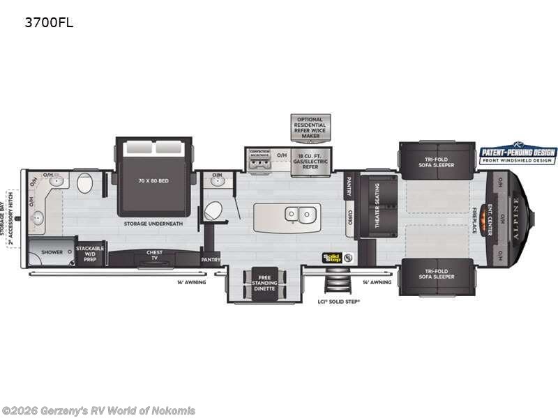 2021 Keystone Alpine 3700FL - Used Fifth Wheel For Sale by Gerzeny's RV World of Nokomis in Nokomis, Florida features Slideout