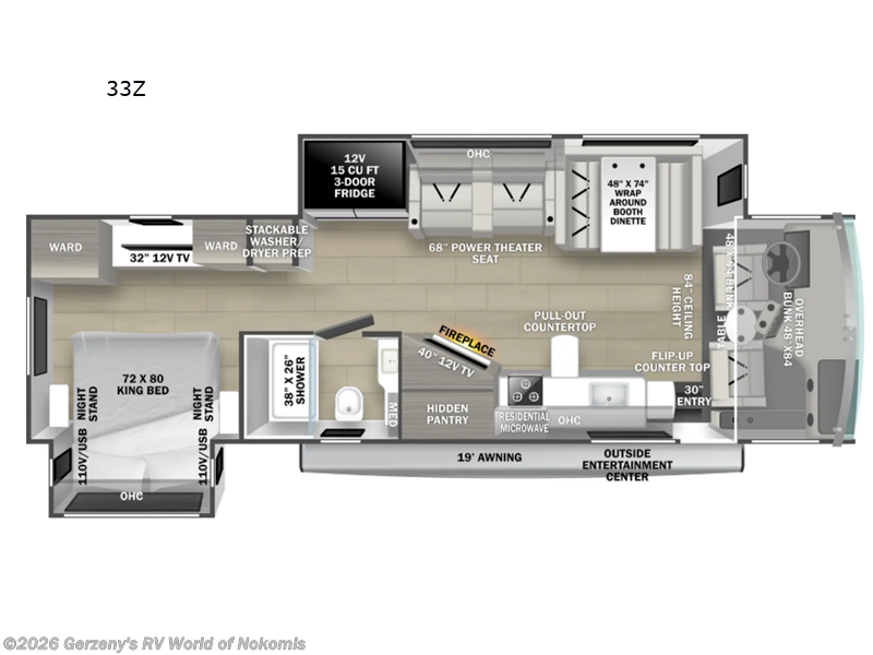 2026 Forest River FR3 33Z - New Class A For Sale by Gerzeny's RV World of Nokomis in Nokomis, Florida features Slideout