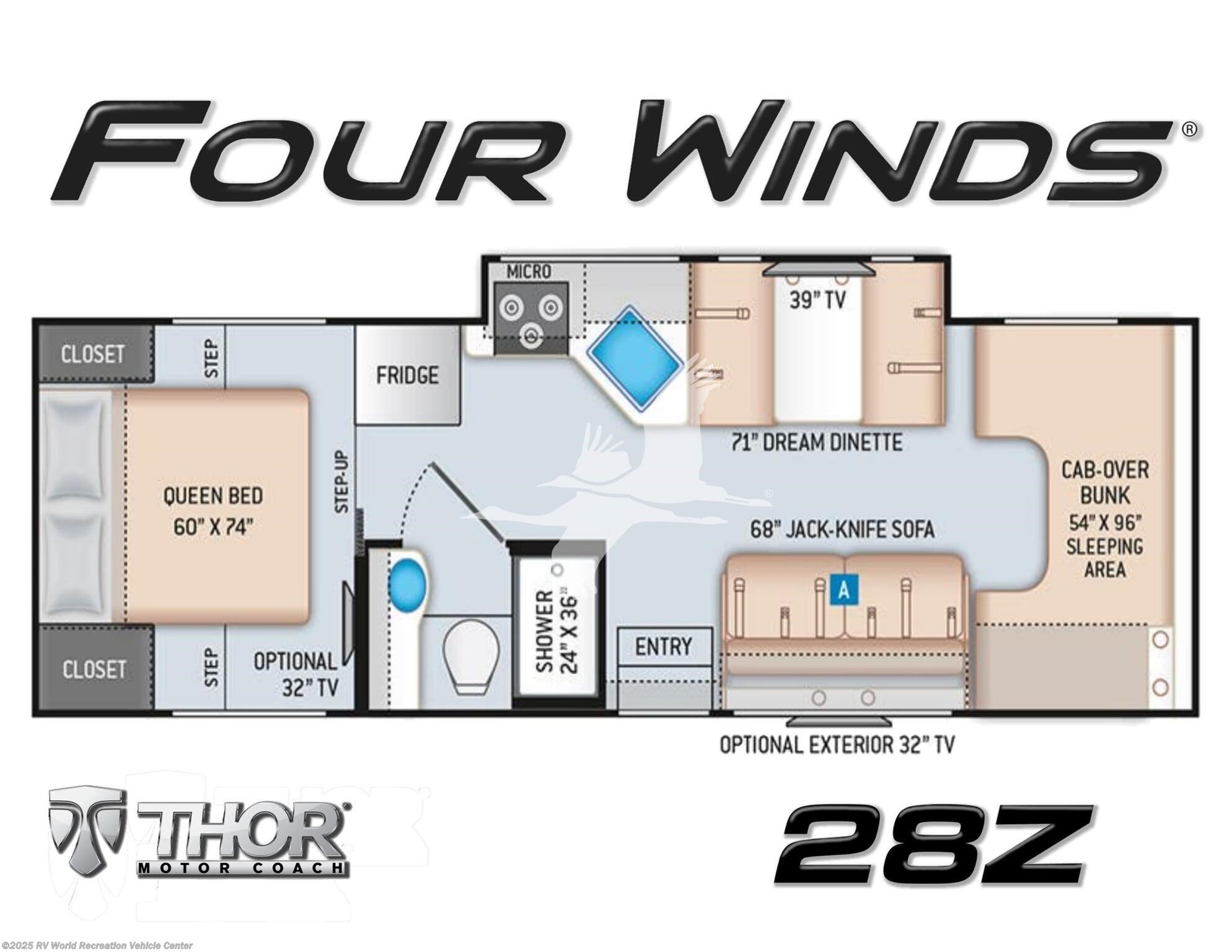 2025 Thor Motor Coach Four Winds 28Z - Used Class C For Sale by RV World Recreation Vehicle Center in Yuma, Arizona features Air Conditioning