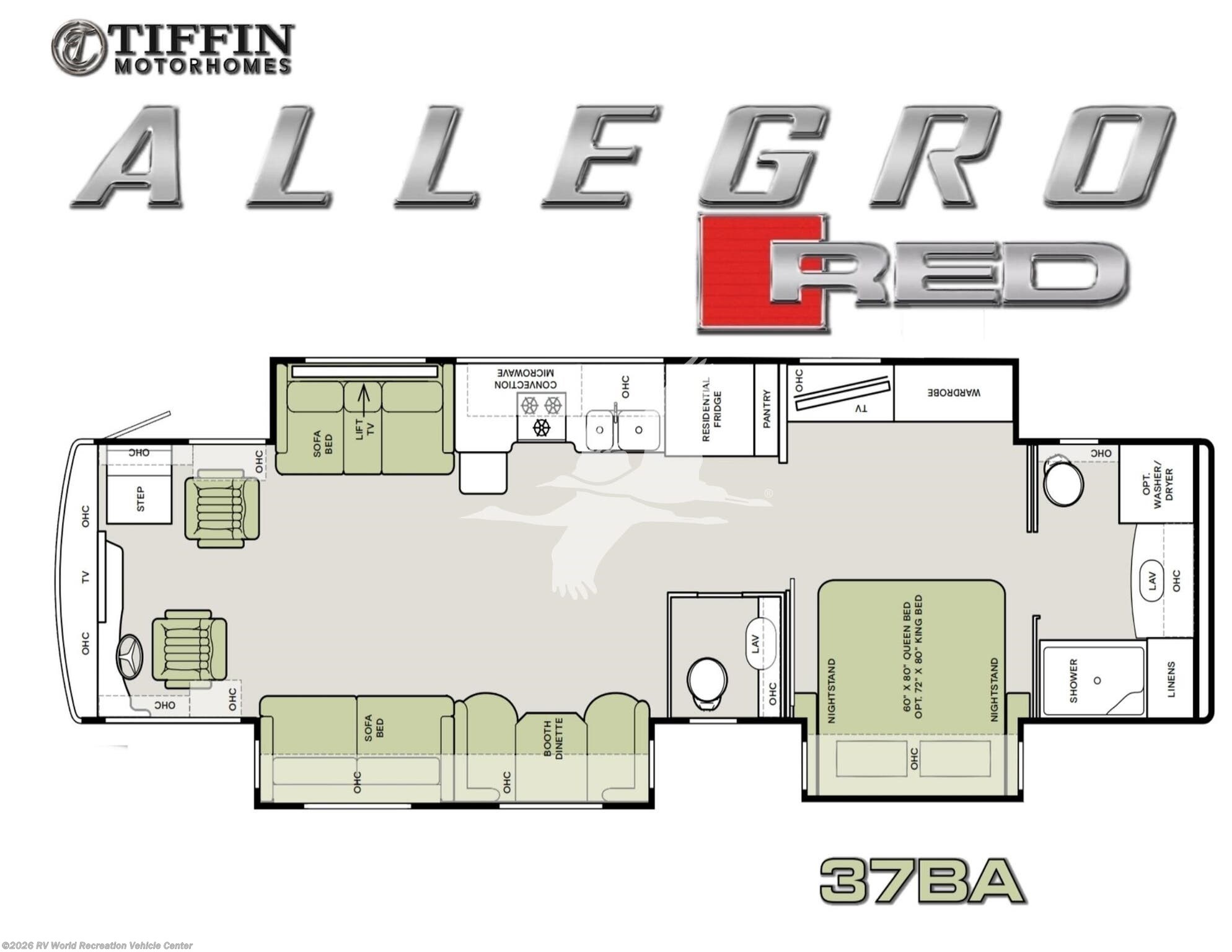 2019 Tiffin Allegro Red 37BA - Used Class A For Sale by RV World Recreation Vehicle Center in Yuma, Arizona features Air Conditioning