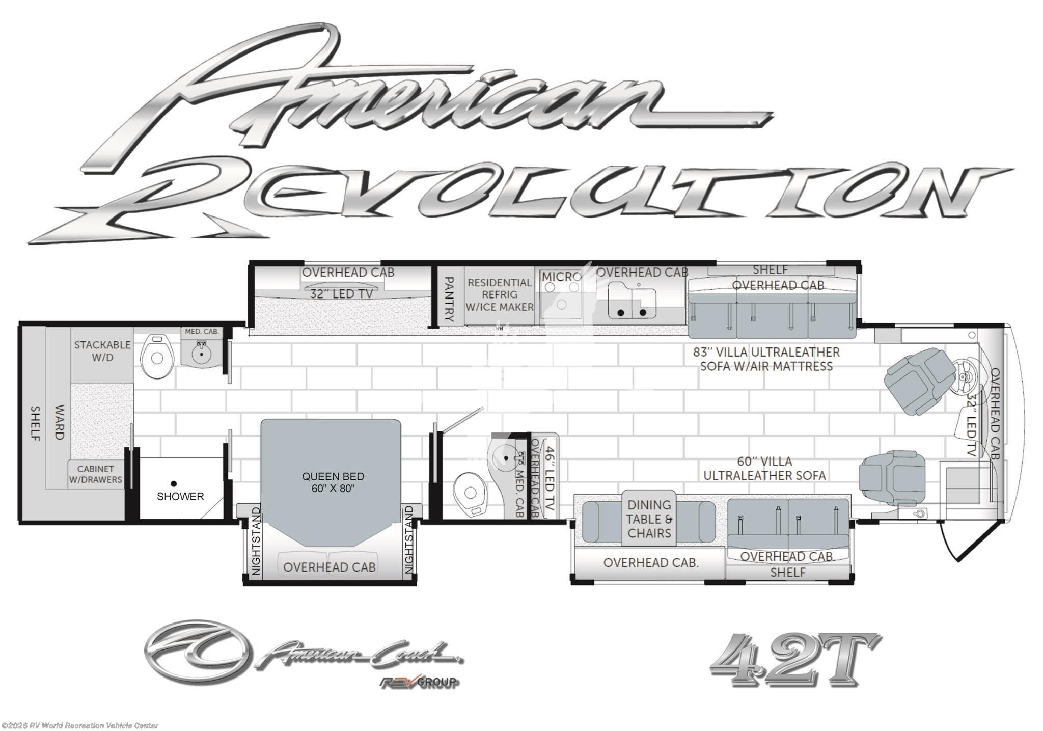 2013 American Coach American Revolution 42T - Used Class A For Sale by RV World Recreation Vehicle Center in Yuma, Arizona features Air Conditioning, Fireplace