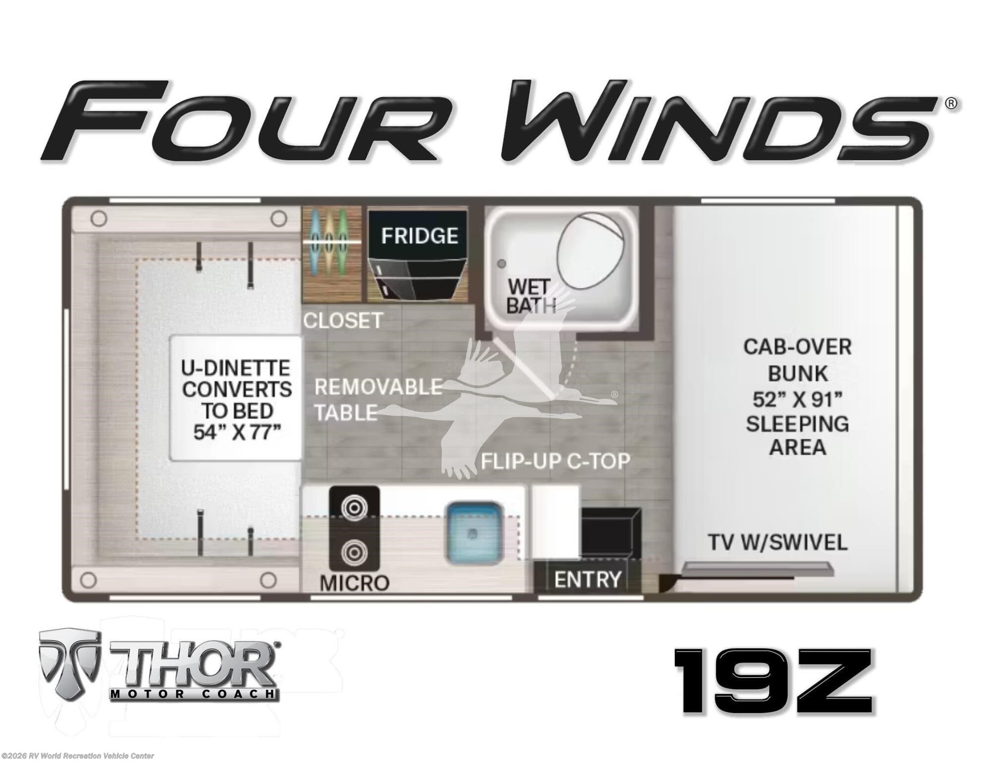 2026 Thor Motor Coach Four Winds 19Z - New Class C For Sale by RV World Recreation Vehicle Center in Yuma, Arizona features Air Conditioning