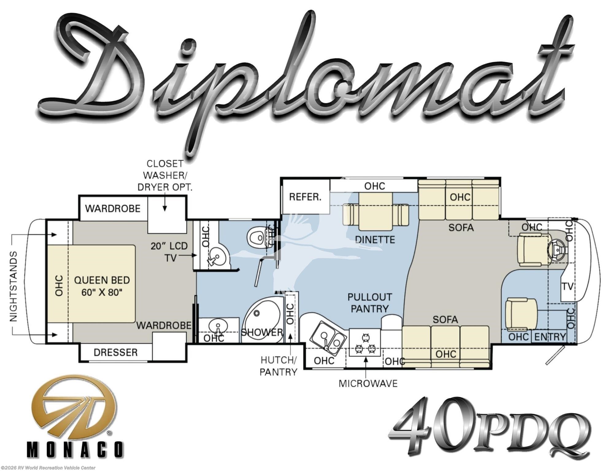 2006 Monaco RV Diplomat 40PDQ - Used Class A For Sale by RV World Recreation Vehicle Center in Yuma, Arizona features Air Conditioning