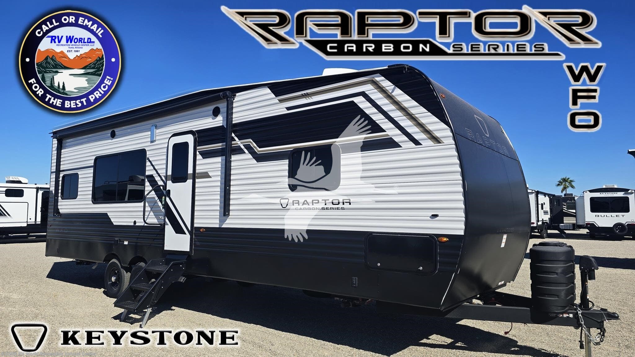 2026 Keystone Raptor Carbon SERIES 30WFO - New Toy Hauler For Sale by RV World Recreation Vehicle Center in Yuma, Arizona features Air Conditioning