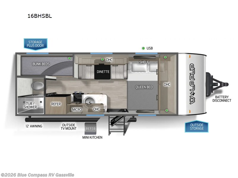 2026 Forest River Cherokee Wolf Pup Black Label 16BHSBL - New Travel Trailer For Sale by Blue Compass RV Gassville in Gassville, Arkansas