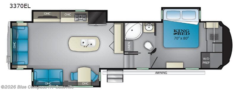 2020 Heartland Bighorn 3370EL - Used Fifth Wheel For Sale by Blue Compass RV Gassville in Gassville, Arkansas features Slideout