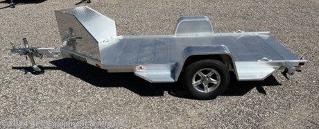 One Place Motorcycle Trailer - Aluminum Salt Shield/Rock Guard &amp;amp; Motorcycle Bracket! &lt;br&gt; &lt;br&gt; **CALL FOR AVAILABILITY; TRAILER NOT GUARANTEED TO BE IN STOCK**&lt;br&gt;You work hard so your motorcycle can have a better life. Why not upgrade and put them on an all aluminum trailer? This unit even has a rockguard to ensure no rock chips fly up. The under deck ramp pull out means less incline, so even those big baggers can ride on up with a breeze. Sturgis anyone?&lt;br&gt;&lt;br&gt;2,000lb Rubber Torsion Axle- No Brakes- 2,000lb GVWR- EZ Lube Hubs&lt;br&gt;2&quot; Coupler - Safety Chains&lt;br&gt;800lb Swivel Tongue Jack&lt;br&gt;ST175/80R13&quot; Radial Tires&lt;br&gt;Aluminum Wheels&lt;br&gt;Aluminum Fenders&lt;br&gt;24&quot; Aluminum Salt Shield/Rock Guard&lt;br&gt;Extruded Aluminum Floor&lt;br&gt;45.5x67&quot; Aluminum Ramp&lt;br&gt;(4) Tie Down Loops&lt;br&gt;LED Lighting&lt;br&gt;2&#39; Motorcycle Bracket&lt;br&gt;Overall Width= 75.5&quot;&lt;br&gt;Overall Length= 172&quot;&lt;br&gt;&lt;br&gt;**5 Year Warranty**&lt;br&gt;&lt;br&gt;The Advertised Prices Do Not Include:&lt;br&gt;*Licensing&lt;br&gt;*Tax&lt;br&gt;&lt;br&gt;Come In &amp;amp; See Us At:&lt;br&gt;7291 S. Frances Ave.&lt;br&gt;Call Us At: 520-574-1968&lt;br&gt;&lt;br&gt;Visit Us on the Web: www.apctrailers.com&lt;br&gt;&lt;br&gt;Remember we handle all your Trailer Sales, Parts, Service &amp;amp; Repair Needs!!!&lt;br&gt;&lt;br&gt;-We have over 300 trailers in stock for you to choose from&lt;br&gt;-We repair trailers of all types &amp;amp; brands&lt;br&gt;-Over 10,000 sq. ft. of parts&lt;br&gt;-We install parts, weld &amp;amp; customize trailers&lt;br&gt;&lt;br&gt;Please call or stop in today to meet with our family of staff members &amp;amp; get yourself a new trailer!&lt;br&gt;&lt;br&gt;Inventory Viewing Hours:&lt;br&gt;MONDAY: 8:30AM - 4:30PM&lt;br&gt;TUESDAY: 8:30AM - 4:30PM&lt;br&gt;WEDNESDAY: 8:30AM - 4:30PM&lt;br&gt;THURSDAY: 8:30AM - 4:30PM&lt;br&gt;FRIDAY: 8:30AM - 4:30PM&lt;br&gt;SATURDAY:10:00AM - 1:30PM&lt;br&gt;SUNDAY: Closed&lt;br&gt;&lt;br&gt;Keywords: Apc trailers, cargo trailers for sale Tucson, iron bull trailers, trailers for sale Tucson, apc equipment, trailer sales tucon, apc trailers Tucson, car hauler trailer, dump trailer for sale, Tucson trailer sales, dump trailers for sale Tucson, horse trailers for sale Tucson, apc trailer, coffee creek trailers, landscape trailer, buy tilt trailers, tilt trailer dealership, gooseneck trailers near me, tilt cargo trailers for sale, trailer accessories and parts, east Texas trailer dealer, east Texas trailer, trailer parts delco prices, equipment trailers for sale, truckbed, truck beds for sale, flatbed, flatbed truck, flatbed dealer, enclosed trailer for sale, enclosed trailer Tucson, dump trailer, dump trailer for sale, aluma trailer, aluma trailers Tucson, car haulers, car trailers Tucson, stock and horse trailer, CM truck bed, Norstar truck beds, trailer dealership Tucson, rawmaxx trailer, rawmaxx Arizona, rawmaxx Tucson, utility trailer, enclosed trailer supply, used cargo trailers for sale near me, pickup truck beds, atv trailers, cargo trailer parts, motorcycle trailer, wells cargo trailers, haulmark trailers, atv trailers for sale, new trailers for sale, aluma trailer prices, aluma trailers Arizona, aluminum trailers for sale, car haulers for sale, cargo express trailers for sale, CM RD bed, CM TMX bed, CM SK bed, timpte 1020, timpte 720, landscape trailer, pre-owned inventory, top hat utility trailer, bwise trailers, bwise dealership, auto trailers, aluma lite, bear track, primo, big tex, CAM superline, car mate, cargo mate, cargopro, cargo pro trailers, carry on trailer, carry-on trailer, continental cargo, cargo wagon trailer, covered wagon trailers, hh trailer, H&amp;amp;H, diamond c, hilsboro, horizon trailer, iron panther trailers, lamar, load rite, load trail, look trailers, maxxd, gr trailers, gr bumpers, mirage trailers, pace American trailers, pj trailers, stealth trailers, alcom, zieman trailer, aluminum car hauler, aluminum tilt, aluminum utility, atv trailer, utv trailer, car hauler, car hauler covered, car hauler enclosed, deck over, enclosed car trailer, enclosed cargo, enclosed motorcycle, equipment hauler, equipment trailer, roll off dump, roll off bin, roll off dumpster, rdx, trailer financing, trailer rent to own, trailer RTO, trailer lease to own, Sheffield financial, synchrony bank, lendmark financial, c3 rentals, hometown capital, click lease, business financing, trailer tires, trailer axle, trailer http://www.apctrailers.com/--xInventoryDetail?id=14237499