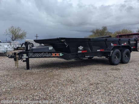 Scissor Hoist, Tarp Kit, and Powder Coat!&lt;br&gt; &lt;br&gt; **CALL FOR AVAILABILITY; TRAILER NOT GUARANTEED TO BE IN STOCK**&lt;br&gt;&lt;br&gt;This T/A 83x16 14k Rawmaxx dump trailer is effective for general use such as moving around debris/material or any of your construction needs. It is equipped w/ ST235/80/R16&#39;&#39; radial tires, 3-1 rear gate, rear slide in ramps, 10k drop leg jack, tarp system, &amp;amp; much more is featured on this unbeatable trailer. This trailer is what you&#39;re looking for if you are in need of getting the job done for the right price.&lt;br&gt;&lt;br&gt;(2) 7,000lb Dexter E Axles/Z Lube Brake&lt;br&gt;2 5/16&quot; Adjustable Coupler&lt;br&gt;10K Drop Leg Jack&lt;br&gt;ST235/80R16 Radial Tires - Spare Tire Mount (Tire Not Included)&lt;br&gt;8&quot; I-Beam Frame &amp;amp; Tongue 13lb&lt;br&gt;3&quot; Channel Crossmembers&lt;br&gt;7G Smooth Steel Floor&lt;br&gt;(6) Bed D-Rings&lt;br&gt;10G 2&#39; Solid Sides&lt;br&gt;3-1 Rear Gate&lt;br&gt;6&#39; Rear Slide In Ramps&lt;br&gt;PH620 Scissor Hoist&lt;br&gt;Tarp System&lt;br&gt;Powder Coat&lt;br&gt;LED Lighting&lt;br&gt;&lt;br&gt;**3 Year Frame Warranty**&lt;br&gt;**1 Year Component Warranty**&lt;br&gt;&lt;br&gt;The Advertised Prices Do Not Include:&lt;br&gt;*Licensing&lt;br&gt;*Tax&lt;br&gt;&lt;br&gt;Come In &amp;amp; See Us At:&lt;br&gt;7291 S. Frances Ave.&lt;br&gt;Call Us At: 520.365.1516&lt;br&gt;&lt;br&gt;Visit Us on the Web: www.apctrailers.com&lt;br&gt;&lt;br&gt;Remember we handle all your Trailer Sales, Parts, Service &amp;amp; Repair Needs!!!&lt;br&gt;&lt;br&gt;-We have over 300 trailers in stock for you to choose from&lt;br&gt;-We repair trailers of all types &amp;amp; brands&lt;br&gt;-Over 10,000 sq. ft. of parts&lt;br&gt;-We install parts, weld &amp;amp; customize trailers&lt;br&gt;&lt;br&gt;Please call or stop in today to meet with our family of staff members &amp;amp; get yourself a new trailer!&lt;br&gt;&lt;br&gt;Inventory Viewing Hours:&lt;br&gt;MONDAY: 8:30AM-4:30PM&lt;br&gt;TUESDAY: 8:30AM-4:30PM&lt;br&gt;WEDNESDAY: 8:30AM-4:30PM&lt;br&gt;THURSDAY: 8:30AM-4:30PM&lt;br&gt;FRIDAY: 8:30AM-4:30PM&lt;br&gt;SATURDAY: 10:00AM - 1:30PM&lt;br&gt;SUNDAY: Closed&lt;br&gt;&lt;br&gt;Keywords: Apc trailers, cargo trailers for sale Tucson, iron bull trailers, trailers for sale Tucson, apc equipment, trailer sales tucon, apc trailers Tucson, car hauler trailer, dump trailer for sale, Tucson trailer sales, dump trailers for sale Tucson, horse trailers for sale Tucson, apc trailer, coffee creek trailers, landscape trailer, buy tilt trailers, tilt trailer dealership, gooseneck trailers near me, tilt cargo trailers for sale, trailer accessories and parts, east Texas trailer dealer, east Texas trailer, trailer parts delco prices, equipment trailers for sale, truckbed, truck beds for sale, flatbed, flatbed truck, flatbed dealer, enclosed trailer for sale, enclosed trailer Tucson, dump trailer, dump trailer for sale, aluma trailer, aluma trailers Tucson, car haulers, car trailers Tucson, stock and horse trailer, CM truck bed, Norstar truck beds, trailer dealership Tucson, rawmaxx trailer, rawmaxx Arizona, rawmaxx Tucson, utility trailer, enclosed trailer supply, used cargo trailers for sale near me, pickup truck beds, atv trailers, cargo trailer parts, motorcycle trailer, wells cargo trailers, haulmark trailers, atv trailers for sale, new trailers for sale, aluma trailer prices, aluma trailers Arizona, aluminum trailers for sale, car haulers for sale, cargo express trailers for sale, CM RD bed, CM TMX bed, CM SK bed, timpte 1020, timpte 720, landscape trailer, pre-owned inventory, top hat utility trailer, bwise trailers, bwise dealership, auto trailers, aluma lite, bear track, primo, big tex, CAM superline, car mate, cargo mate, cargopro, cargo pro trailers, carry on trailer, carry-on trailer, continental cargo, cargo wagon trailer, covered wagon trailers, hh trailer, H&amp;amp;H, diamond c, hilsboro, horizon trailer, iron panther trailers, lamar, load rite, load trail, look trailers, maxxd, gr trailers, gr bumpers, mirage trailers, pace American trailers, pj trailers, stealth trailers, alcom, zieman trailer, aluminum car hauler, aluminum tilt, aluminum utility, atv trailer, utv trailer, car hauler, car hauler covered, car hauler enclosed, deck over, enclosed car trailer, enclosed cargo, enclosed motorcycle, equipment hauler, equipment trailer, roll off dump, roll off bin, roll off dumpster, rdx, trailer financing, trailer rent to own, trailer RTO, trailer lease to own, http://www.apctrailers.com/--xInventoryDetail?id=10005935