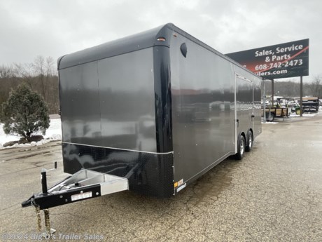 TRAILMASTER
8.5X24TMRTA52
CHARCOAL
G345, LS001,M AE023
+6 HEIGHT
2 5/16 COUPLER
5200# 6BOLT TORSION BRAKE AXLE
7 WAY PLUG
SIDE DOOR 
REAR RAMP DOOR
STAB JACKS
ESCAPE DOOR
SKID PADS REAR CORNERS
REAR RAMP DOOR WITH SUPERSTRATIUM
CEILING BUBBLE FOIL INSULATION
BLACK OUT PACKAGE
SIDE VENTS
DOME LIGHTS
LIGHT STRIP
12V JUNCTION BOX
BRONZE PACKAGE
REAR SPOILER WITH TWO 9&quot; LED 
D RINGS
UTV TIE DOWN
OVERHEAD CABINET WHITE