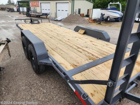 Rawmaxx Equipment Trailer 20&#39;X83&quot;, 7K Axles, 14 ply tires, 16&quot; 3&quot; Channel, Treated Wood, Stand Up Ramps, 2&quot; Ball, 7K Drop Leg Jack, 102&quot; Wide Deck with Drive Over Fenders, D-Rings, 3 stage Powder Coat, Lava Gray, Tool Box, Full LED.