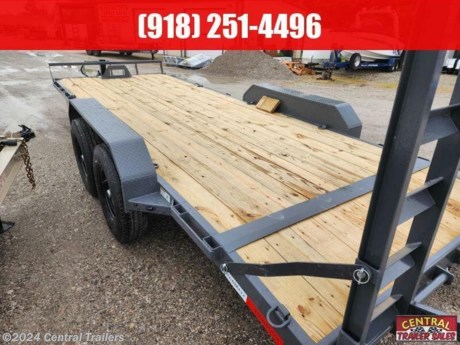 Rawmaxx Equipment Trailer 20&#39;X83&quot;, 7K Axles, 14 ply tires, 16&quot; 3&quot; Channel, Treated Wood, Stand Up Ramps, 2&quot; Ball, 7K Drop Leg Jack, 102&quot; Wide Deck with Drive Over Fenders, D-Rings, 3 stage Powder Coat, Lava Gray, Full LED.