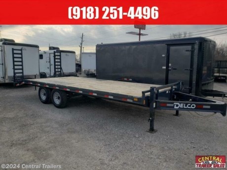 Delco I-Beam Bumper Pull Deck over, 102&quot;X22&#39;, 8&quot; I-Beam Inner Frame with 6&quot; Channel Outer Frame, 2 5/16 Adjustable Coupler, Bumper Pull, Cross Members 3&quot; I-Beam on 16&quot; Centers, (2) 7K lbs Axle, (2) 12K Spring Loaded Dual Jack, 3&#39; Dove Tail with Stand Up Ramps, Gray Powder Coat, Treated Pine Wood Deck Floor, (4) 10 ply Tires 235/80R/16 LRE Radials, 2&#39; Dove Tail.